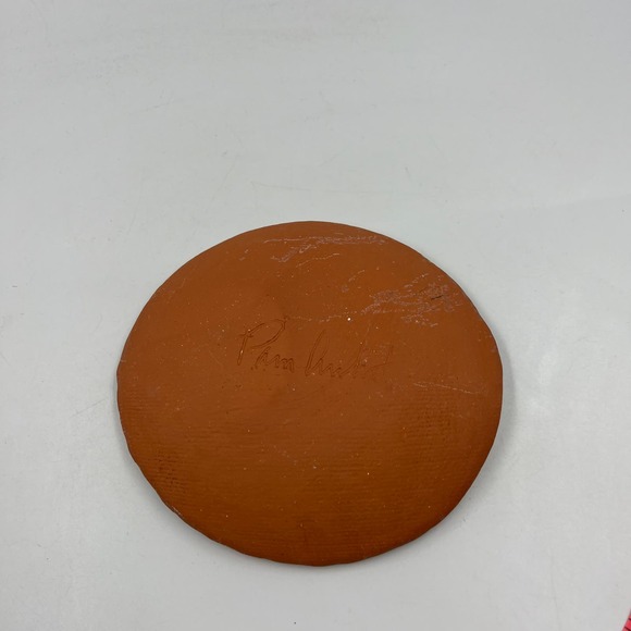 Red Oaks Pam Armbrust Redware Pottery 5 Inch Decorative Plate Noah's Ark - Picture 5 of 10